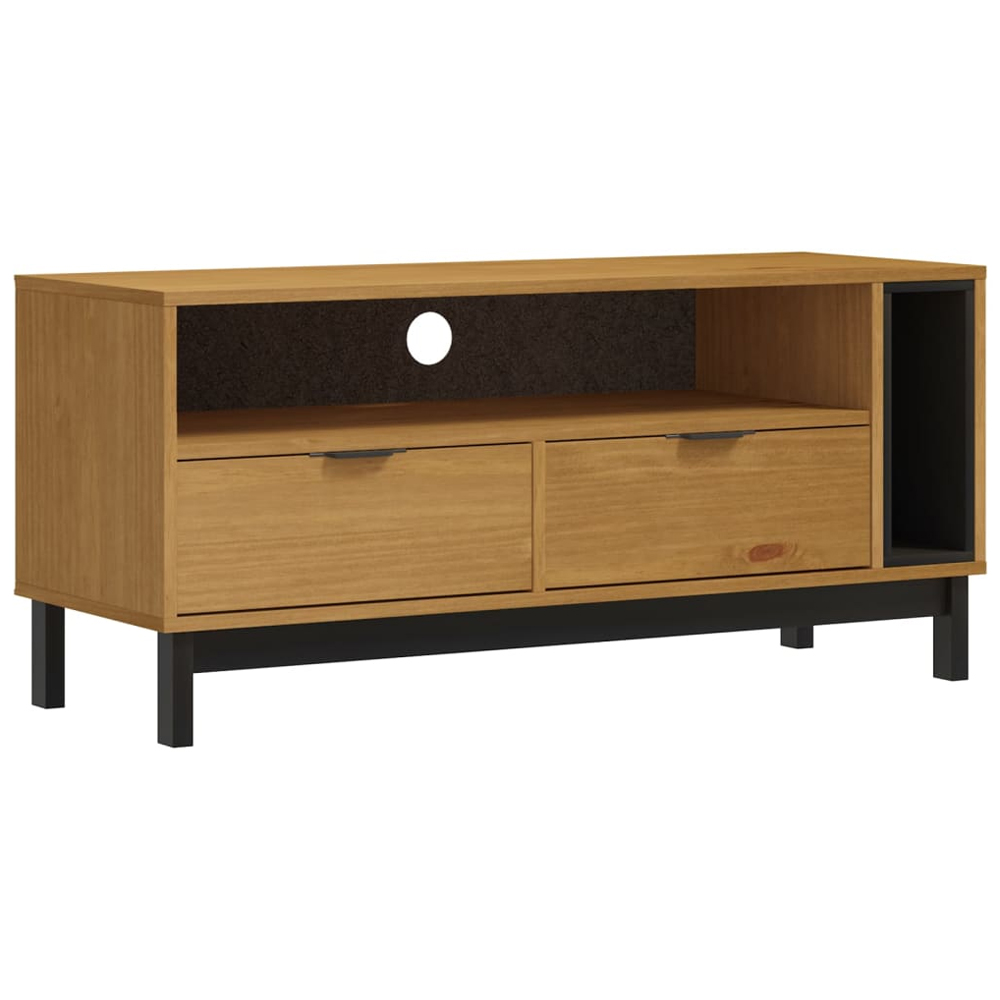Buxton Wooden TV Stand With 2 Drawers 2 Shelves In Brown Black