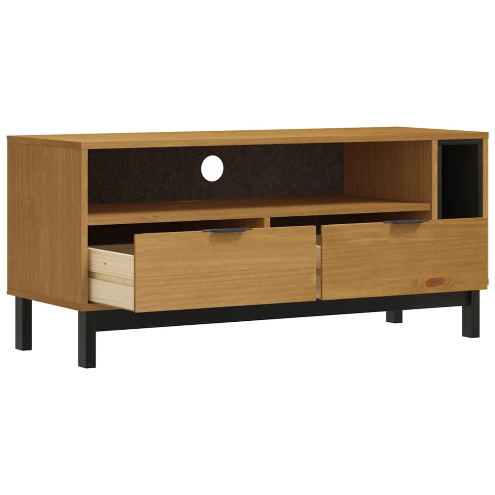 Buxton Wooden TV Stand With 2 Drawers 2 Shelves In Brown Black