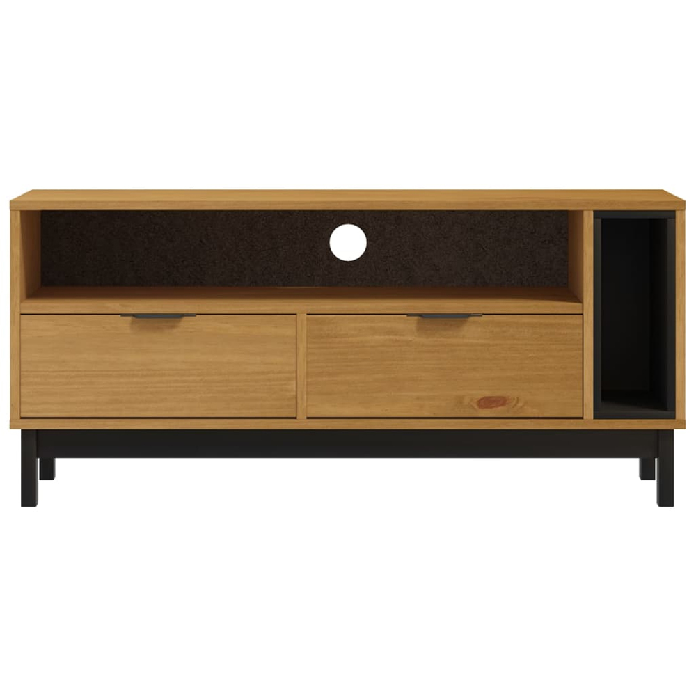 Buxton Wooden TV Stand With 2 Drawers 2 Shelves In Brown Black