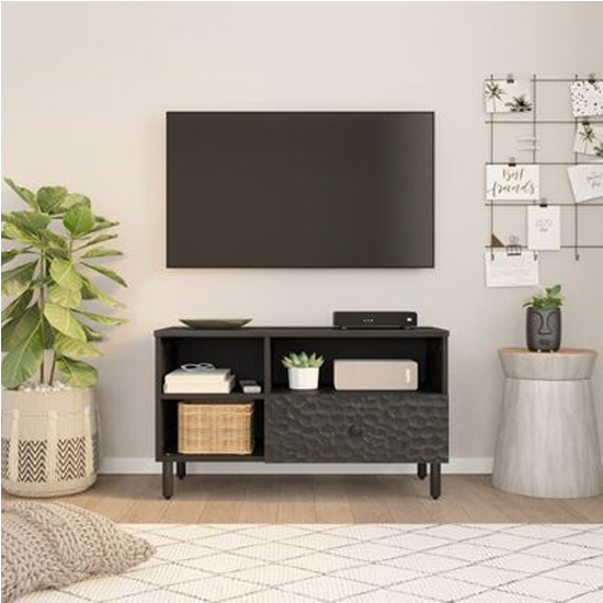 Read more about Buxton wooden tv stand with 3 shelves in black