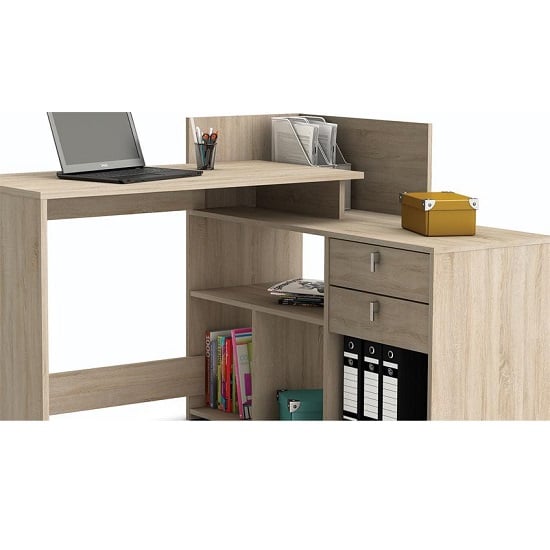 Bylan Corner Computer Desk In Brushed Oak With Storage | Furniture in ...