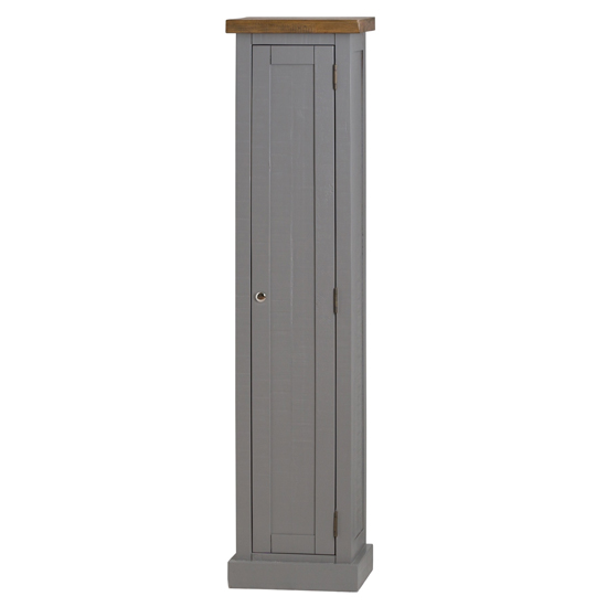 Bylant Narrow Wooden Storage Cabinet In Grey And Natural