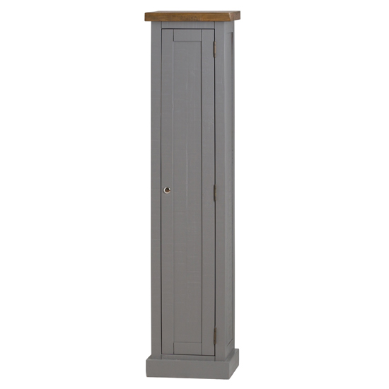 Bylant Narrow Wooden Storage In Grey And Natural Furniture in
