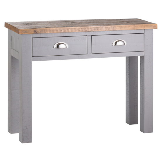 Bylant Wooden Console Table In Grey And Natural With 2 Drawers