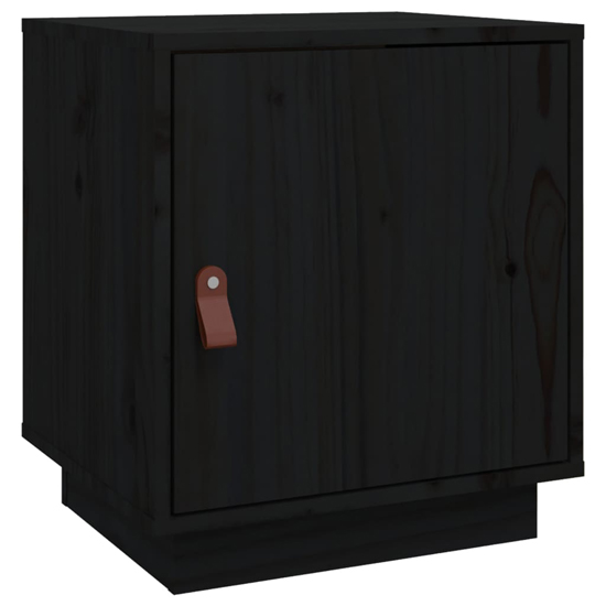 Byrne Pinewood Bedside Cabinet With 1 Door In Black