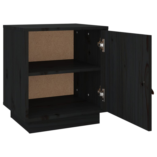 Byrne Pinewood Bedside Cabinet With 1 Door In Black