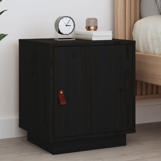 Read more about Byrne pinewood bedside cabinet with 1 door in black