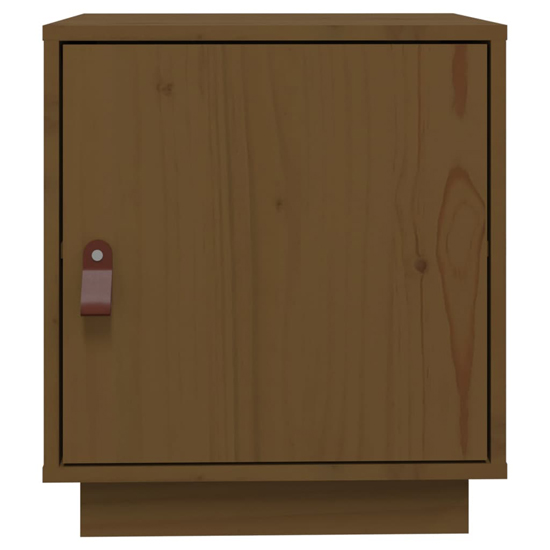 Byrne Pinewood Bedside Cabinet With 1 Door In Honey Brown
