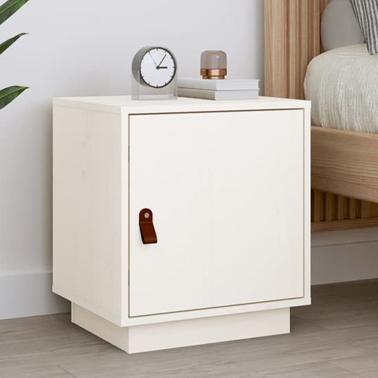 Read more about Byrne pinewood bedside cabinet with 1 door in white