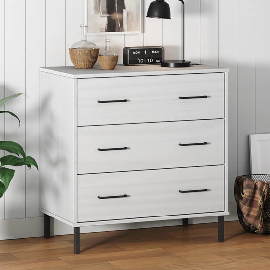 Product photograph of Byron Solid Pine Wood Chest Of 3 Drawers In White from Furniture in Fashion