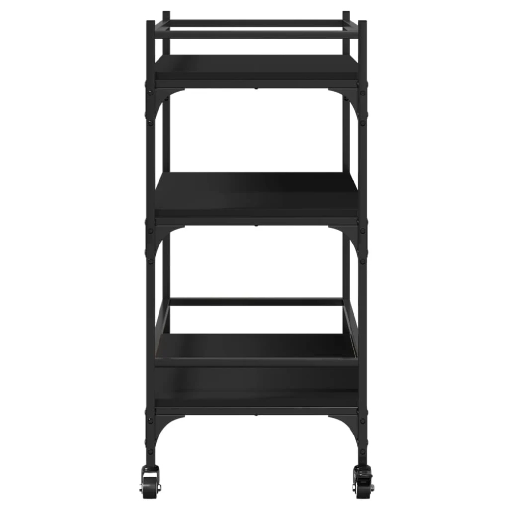 Byron Wooden Kitchen Trolley With 3 Shelves In Black