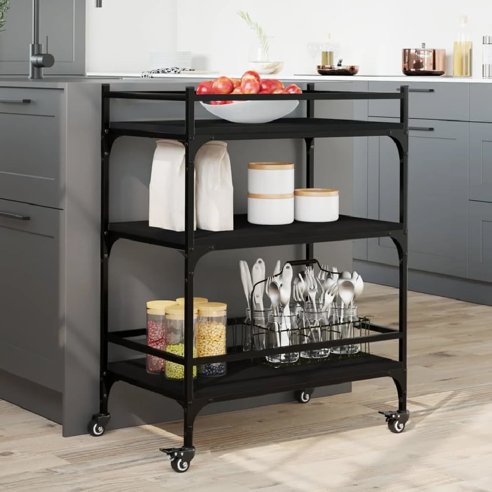 Read more about Byron wooden kitchen trolley with 3 shelves in black