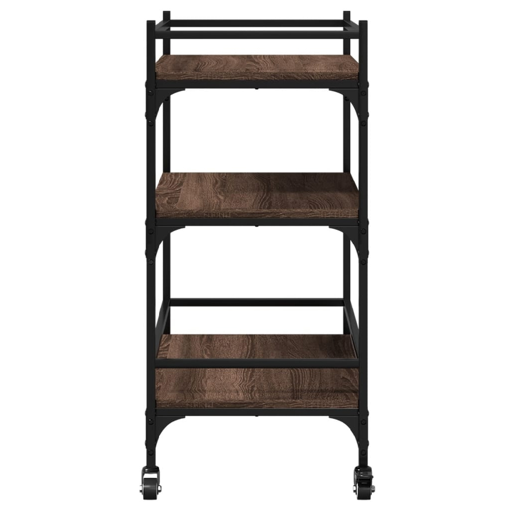 Byron Wooden Kitchen Trolley With 3 Shelves In Brown Oak