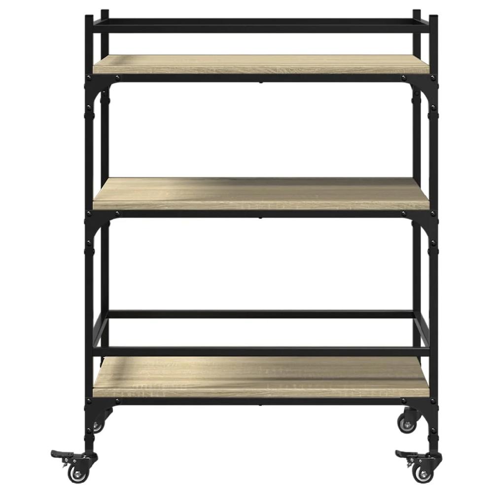 Byron Wooden Kitchen Trolley With 3 Shelves In Sonoma Oak