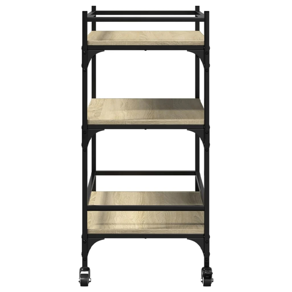 Byron Wooden Kitchen Trolley With 3 Shelves In Sonoma Oak