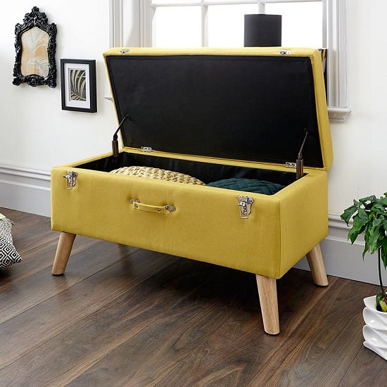 Caballero Fabric Ottoman Storage Bench In Mustard Furniture in Fashion