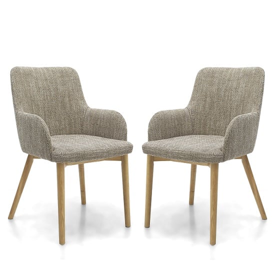 Saratov Tweed Oatmeal Fabric Dining Chairs In A Pair