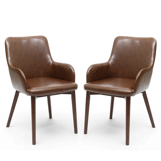 Cabalo Dining Chair In Antique Brown Leather Match In A Pair