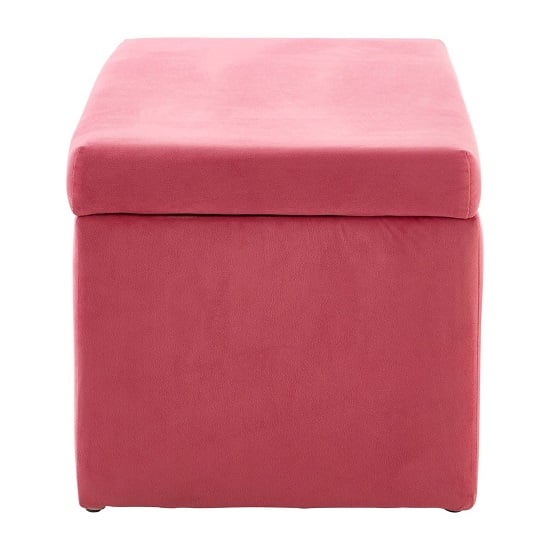 Cabane Kids Upholstered Velvet Ottoman In Pink_2
