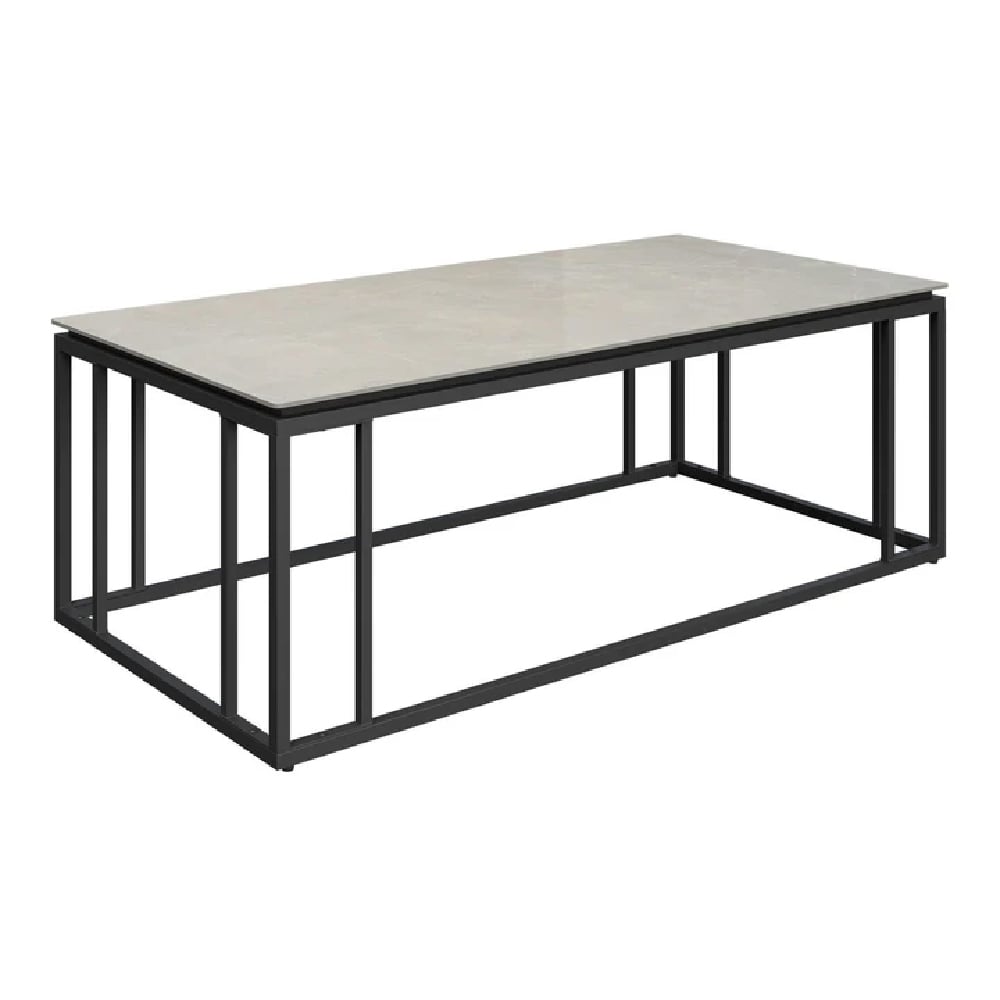 Read more about Cabazon ceramic coffee table with black frame in grey