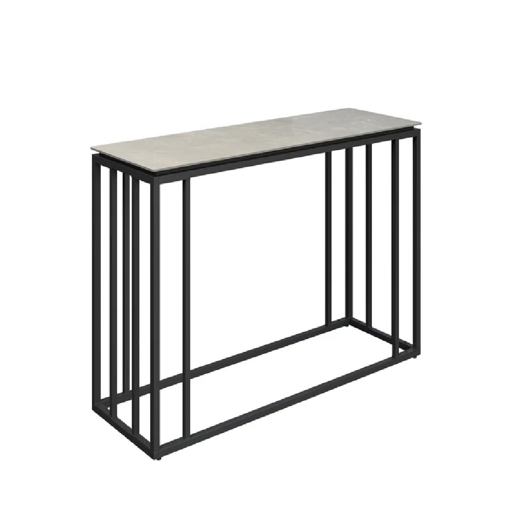 Read more about Cabazon ceramic console table with black frame in grey