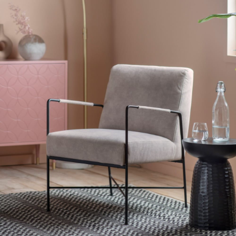 Read more about Cabazon fabric armchair with metal frame in grey