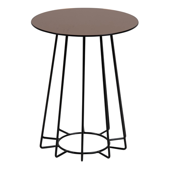 Cabazon Round Glass Side Table In Bronze With Black Base_2