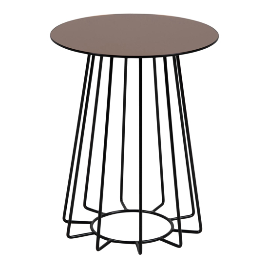 Cabazon Round Glass Side Table In Bronze With Black Base_3