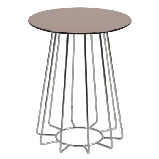 Read more about Cabazon round glass side table in bronze with chrome base