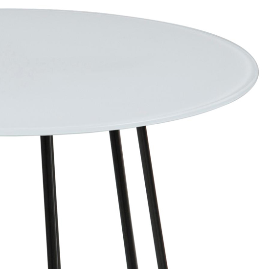 Cabazon Round Glass Side Table In White With Black Base_2