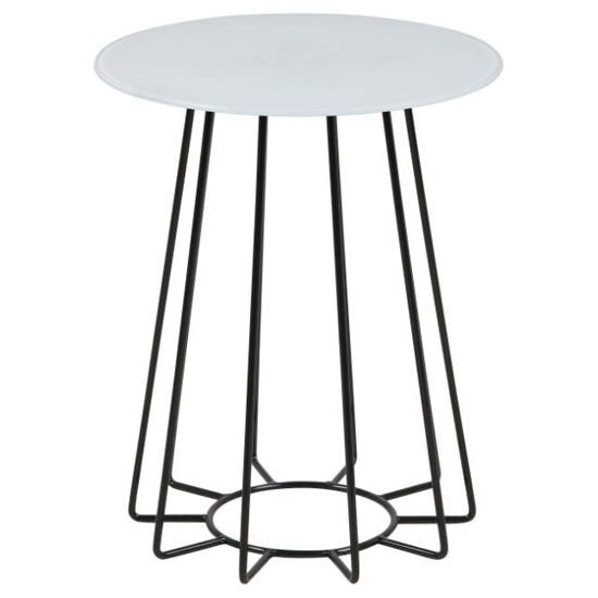 Read more about Cabazon round glass side table in white with black base