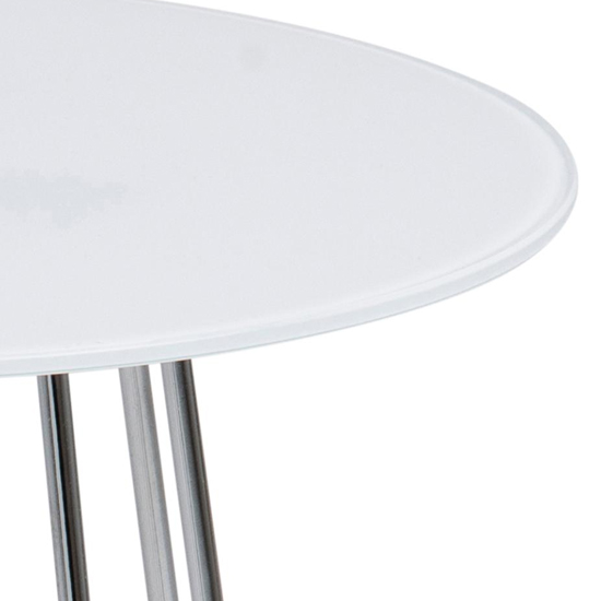 Cabazon Round Glass Side Table In White With Chrome Base_4