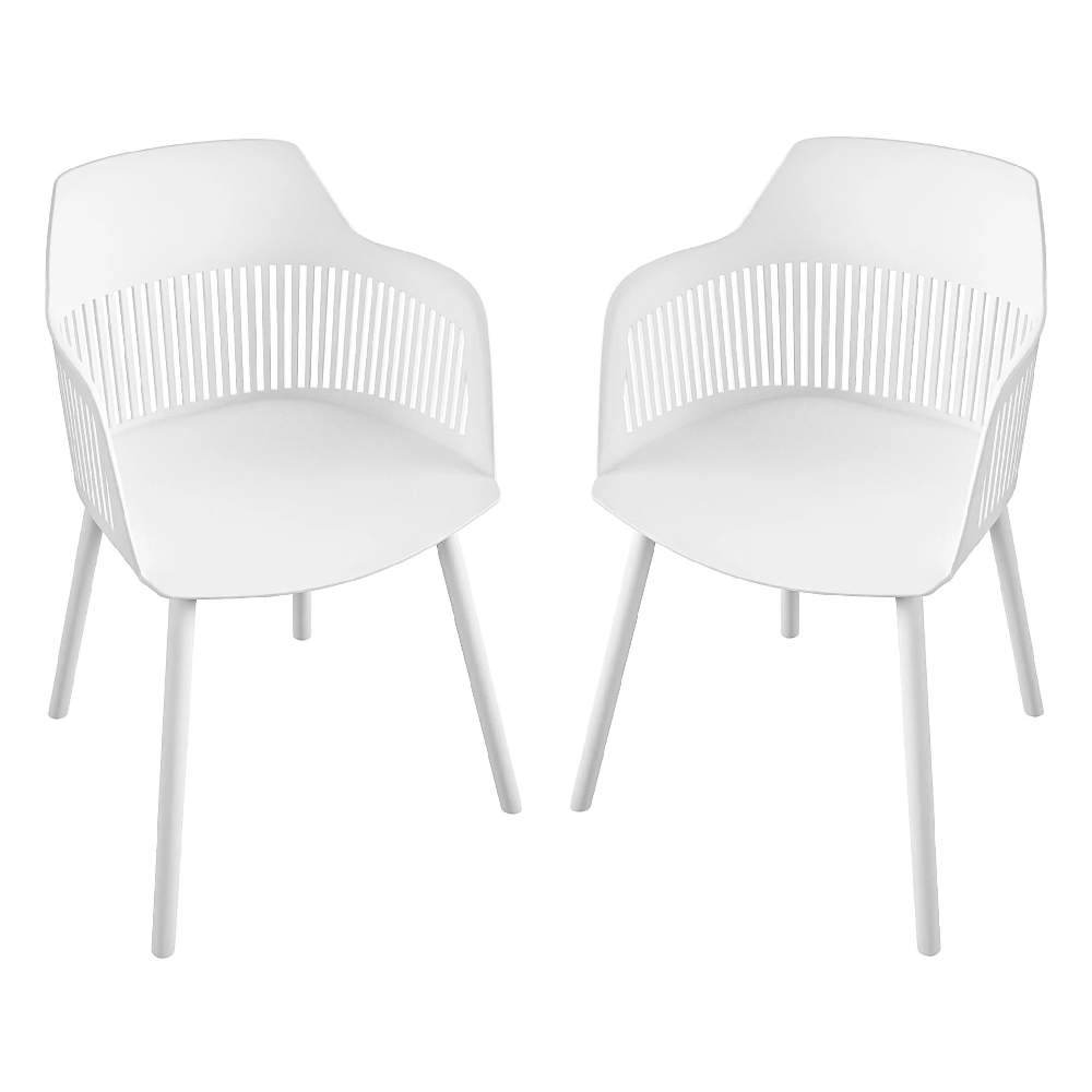 Cabazon White Resin Bistro Dining Chair In Pair