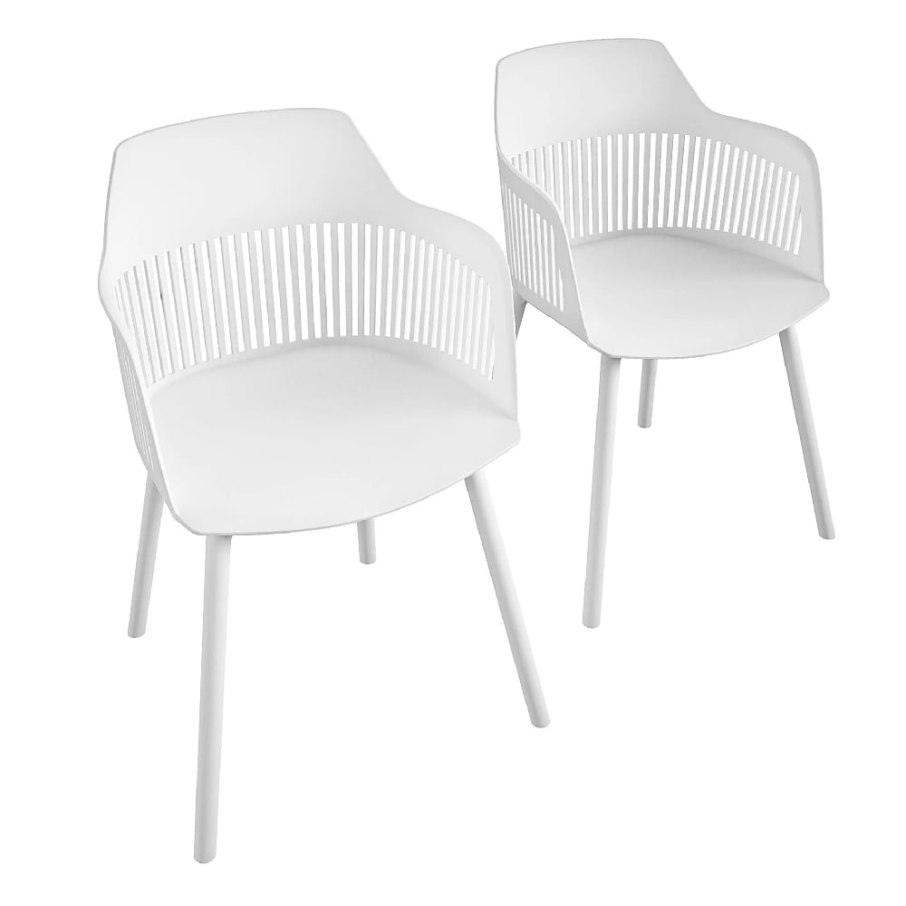 Read more about Cabazon white resin bistro dining chair in pair