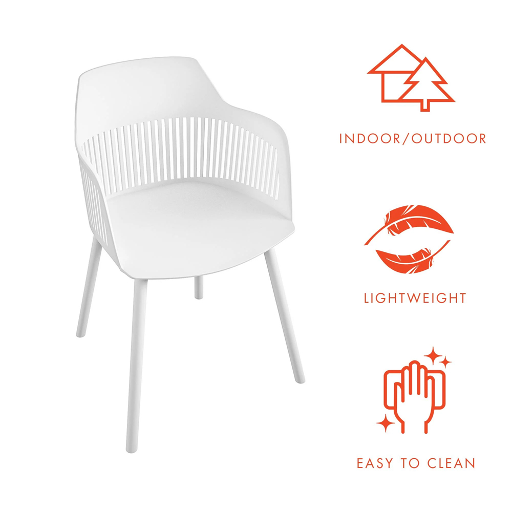 Cabazon White Resin Dining Chairs In Pair