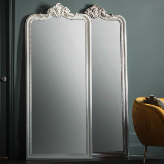 Cabot Leaner Floor Mirror With Silver Wooden Frame Furniture in Fashion