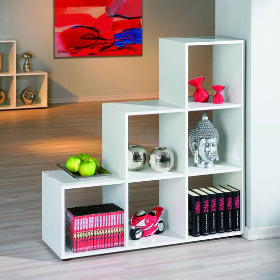 Caboto FSC 3 Tier Display Shelves In White With 6 Compartments