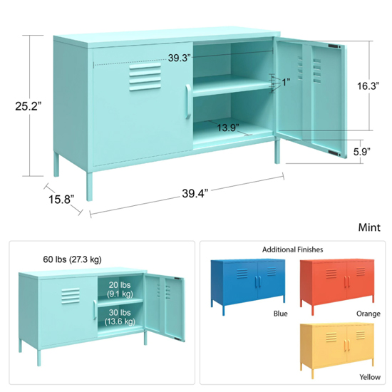 Cribbs Locker Metal Accent Cabinet With 2 Doors In Blue_4