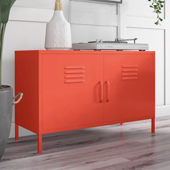 Cribbs Locker Metal Accent Cabinet With 2 Doors In Orange