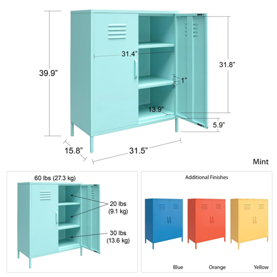 Cribbs Locker Metal Storage Cabinet With 2 Doors In Mint_4