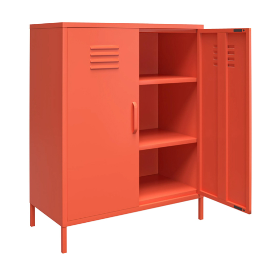 Cribbs Locker Metal Storage Cabinet With 2 Doors In Orange_3