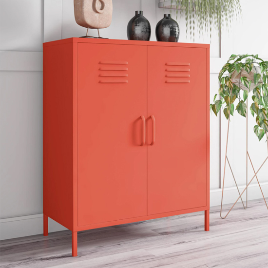 Cribbs Locker Metal Storage Cabinet With 2 Doors In Orange_1