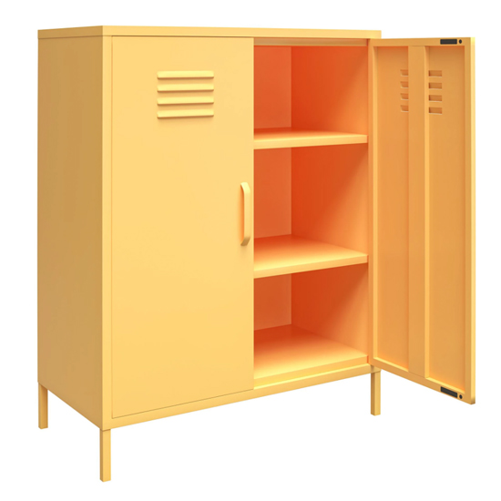 Cribbs Locker Metal Storage Cabinet With 2 Doors In Yellow_3