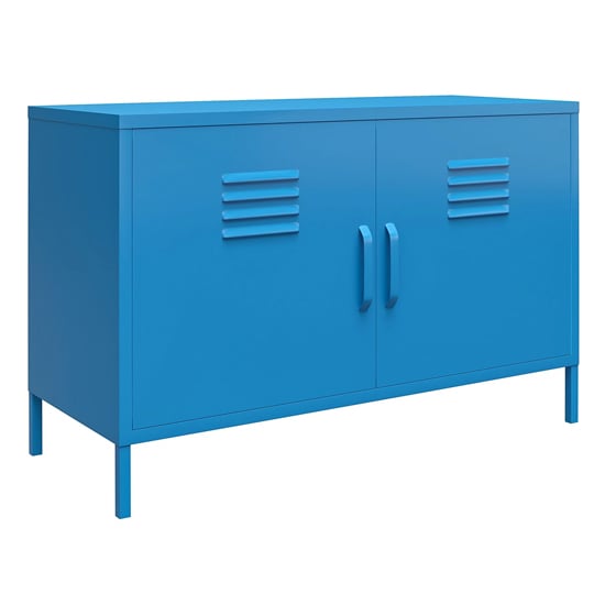 Caches Metal Locker Accent Cabinet With 2 Doors In Blue_3