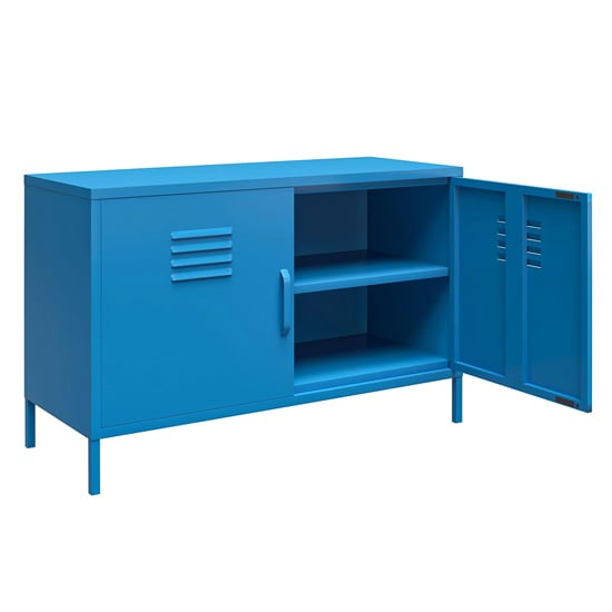 Caches Metal Locker Accent Cabinet With 2 Doors In Blue_4