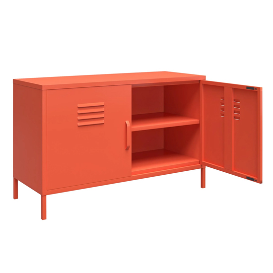 Caches Metal Locker Accent Cabinet With 2 Doors In Orange_4