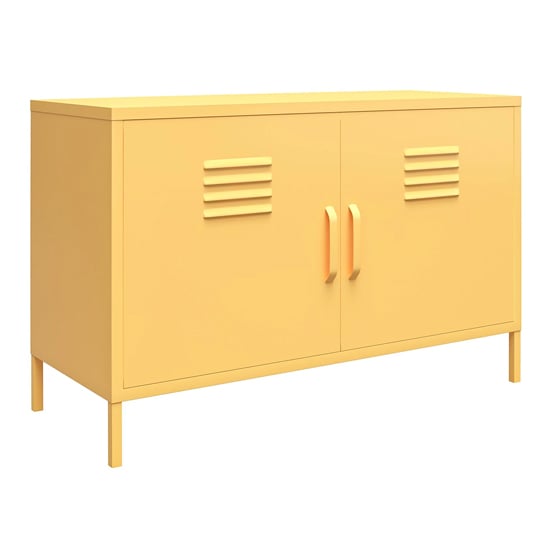 Caches Metal Locker Accent Cabinet With 2 Doors In Yellow_3
