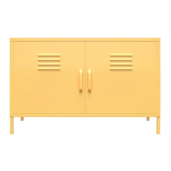 Caches Metal Locker Accent Cabinet With 2 Doors In Yellow_5