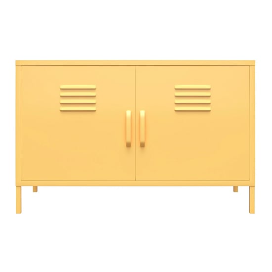 Caches Metal Locker Accent Cabinet With 2 Doors In Yellow_5