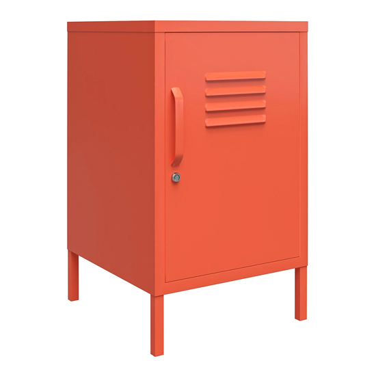 Cerritos Metal Side Table With 1 Door In Orange